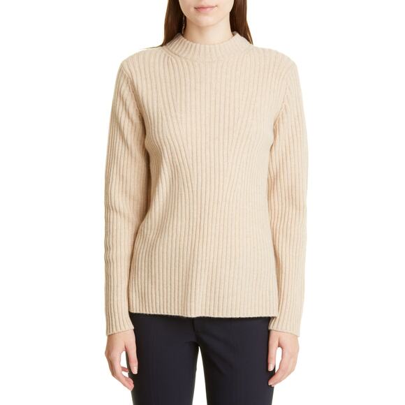 Nordstrom Rack Wool & Cashmere Rib 'Tunic' Beige Sweater Size S - Picture 1 of 5